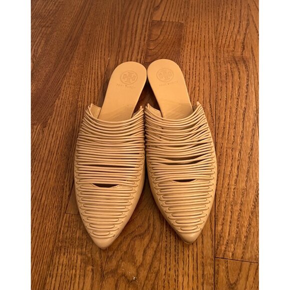 Tory Burch Sienna Pointy Toe Mule In Natural Vachetta Size 6.5 - Picture 3 of 6